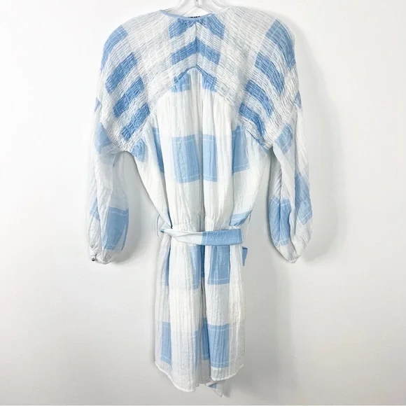 Elliatt Jasmine Plaid Belted Romper Size Medium Blue Checkered - Picture 5 of 6